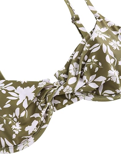 ZAFUL Womens Twist Front Bikini Sets Underwire Tie Back Bikini High Waisted Two Piece Swimsuit