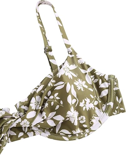 ZAFUL Womens Twist Front Bikini Sets Underwire Tie Back Bikini High Waisted Two Piece Swimsuit